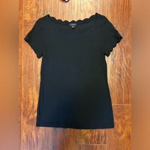 Ann Taylor scalloped black top